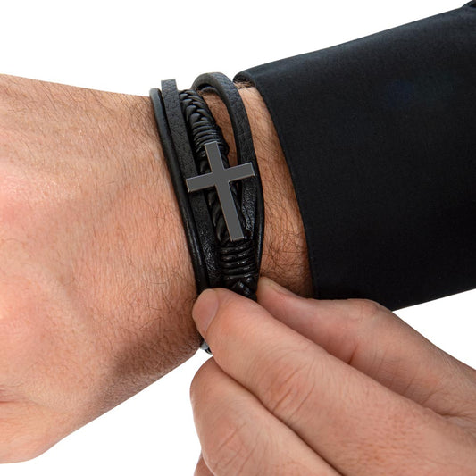 Cross Leather Bracelet